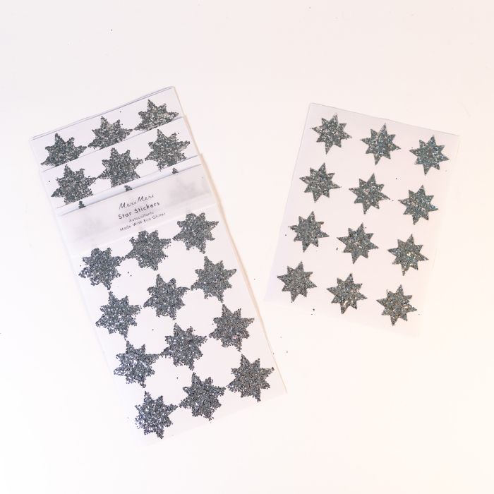 Meri Meri Silver Eco Glitter Star Stickers